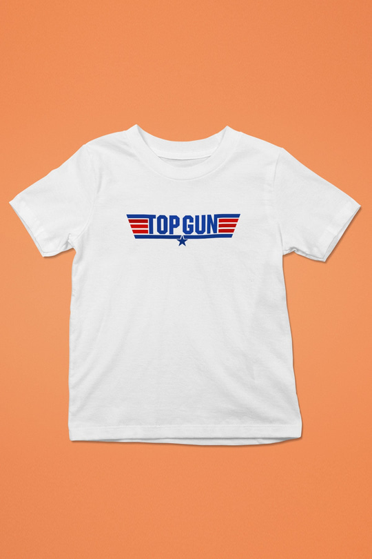 Top Gun Baskılı Beyaz Unisex Çocuk Tişört