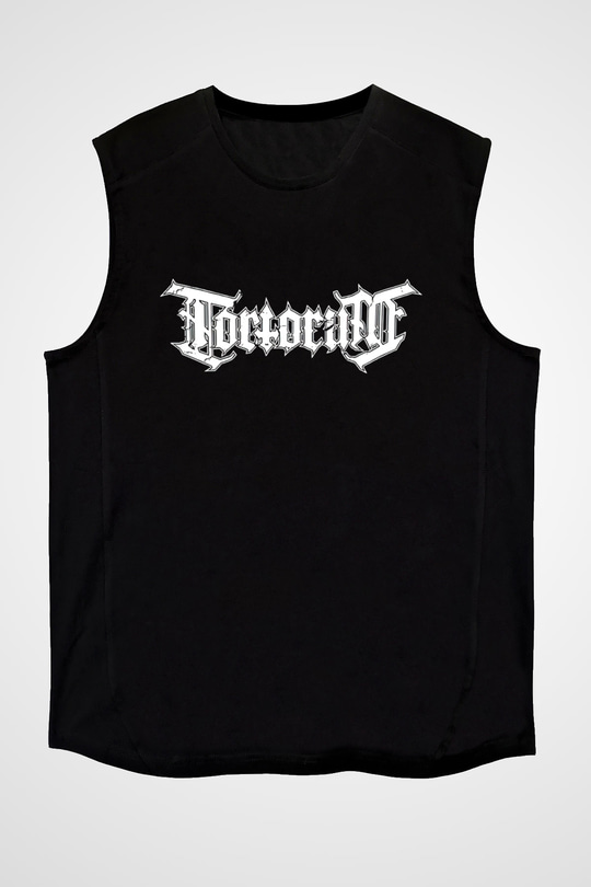 Tortorum Baskılı Unisex Siyah Kolsuz Tişört - Tshirt