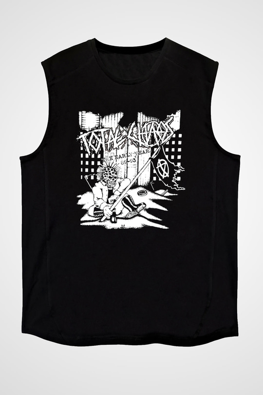 Total Chaos Baskılı Unisex Siyah Kolsuz Tişört - Tshirt