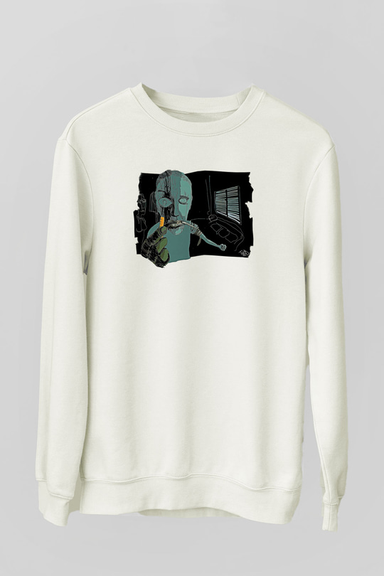 Trainspotting Baskılı Beyaz Unisex Sweatshirt