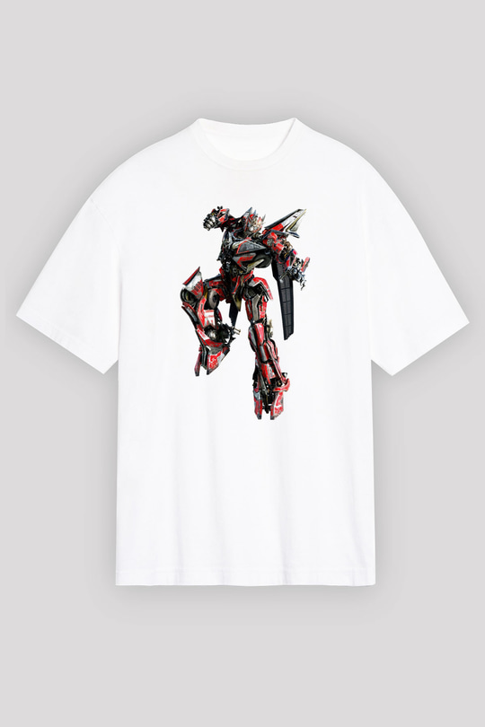 Transformers Beyaz Unisex Oversize Tişört