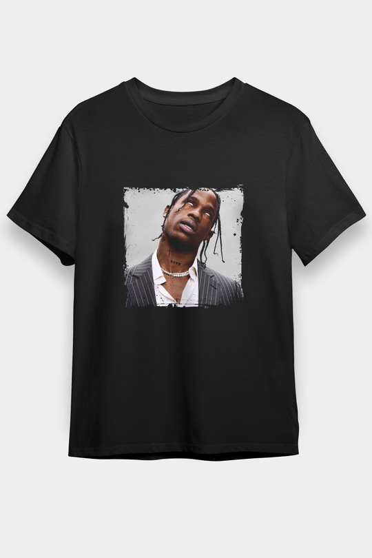 Travis Scott Baskılı Unisex Siyah Tişört