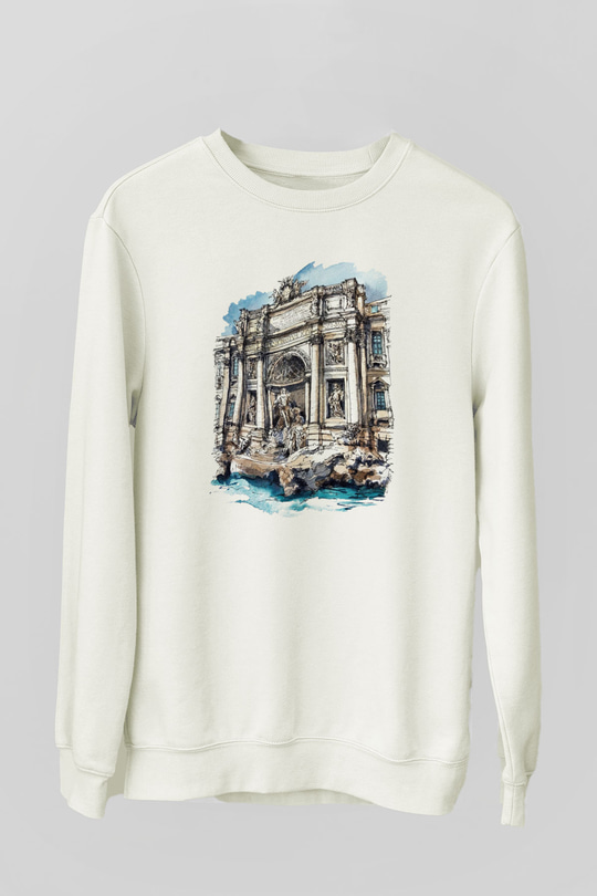 Trevi Çeşmesi Beyaz Unisex Sweatshirt