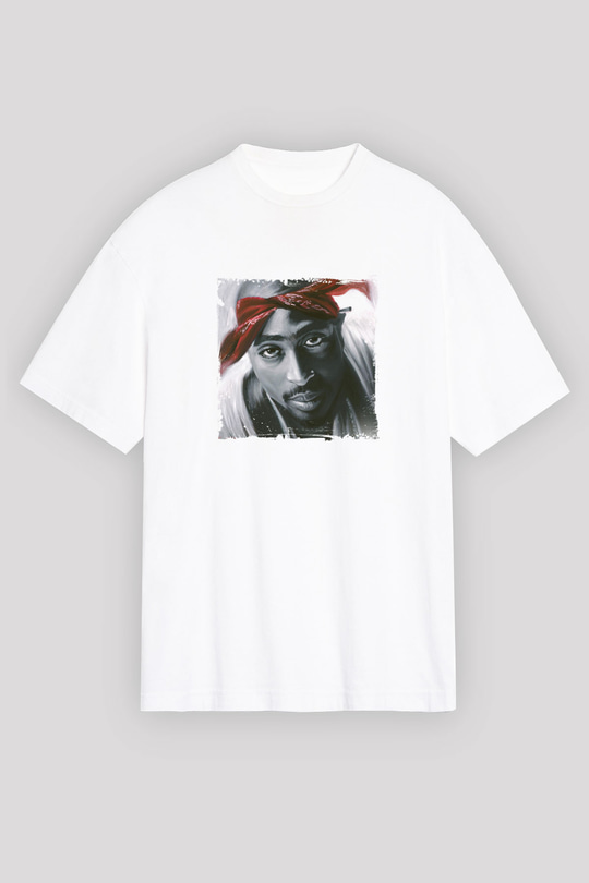 Tupac Baskılı Unisex Beyaz Tişört