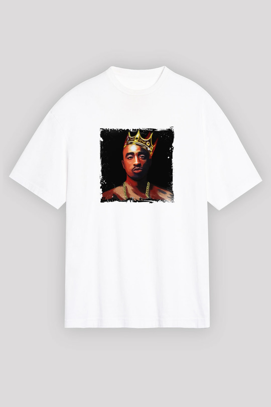 Tupac Baskılı Unisex Beyaz Tişört