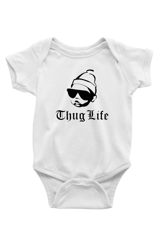 Tupac Shakur Baskılı Beyaz Unisex Bebek Body - Zıbın