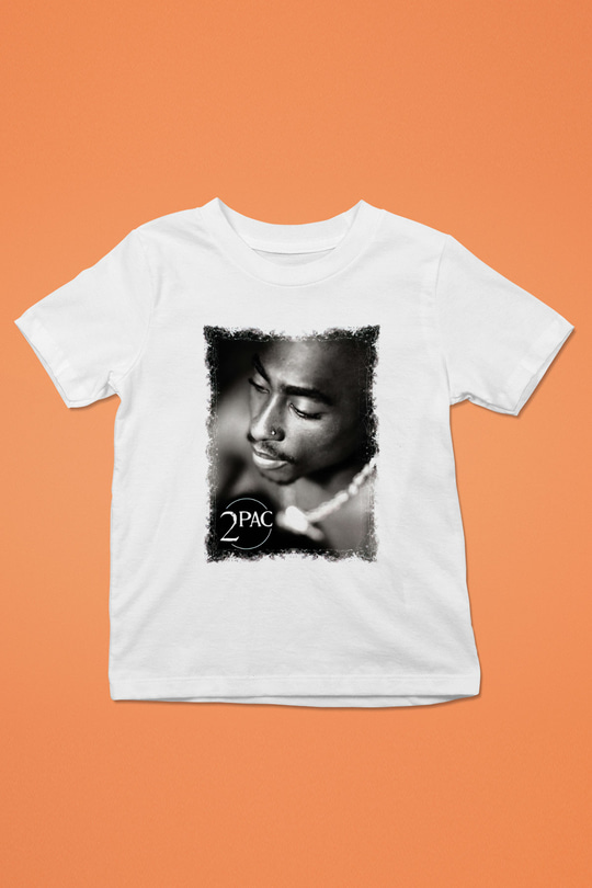 Tupac Shakur Baskılı Beyaz Unisex Çocuk Tişört