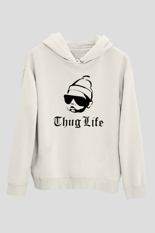 Tupac Shakur Beyaz Unisex Kapşonlu Sweatshirt