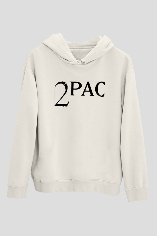 Tupac Shakur Beyaz Unisex Kapşonlu Sweatshirt