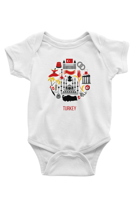 Türkiye Baskılı Beyaz Unisex Bebek Body - Zıbın