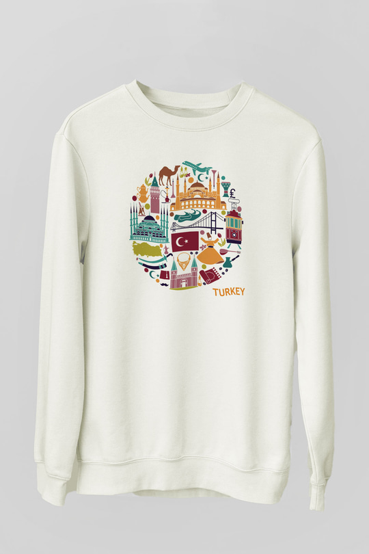 Türkiye Beyaz Unisex Sweatshirt