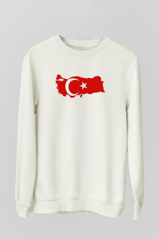 Türkiye Beyaz Unisex Sweatshirt