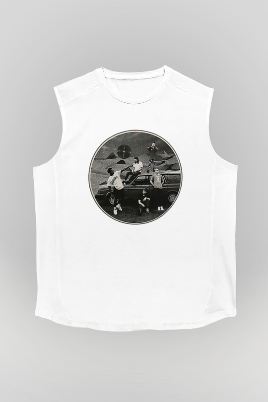 Turnstile Baskılı Beyaz Unisex Kolsuz Tişört - Tshirt