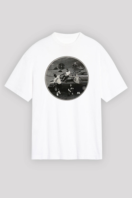 Turnstile Baskılı Beyaz Unisex Oversize Tişört - Tshirt