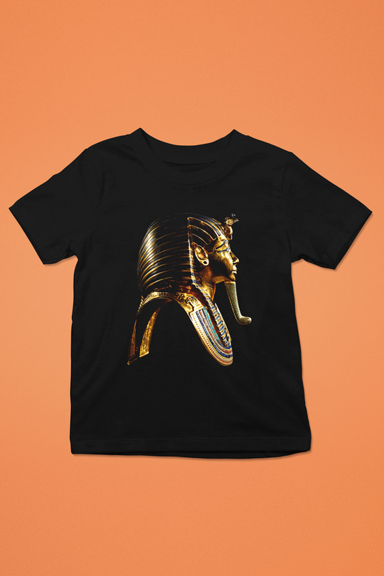 Tutankhamun Baskılı Unisex Siyah Çocuk Tişört - Tshirt