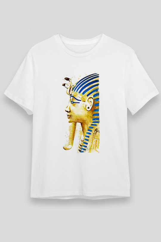 Tutankhamun Unisex Baskılı Beyaz Tişört - Tshirt