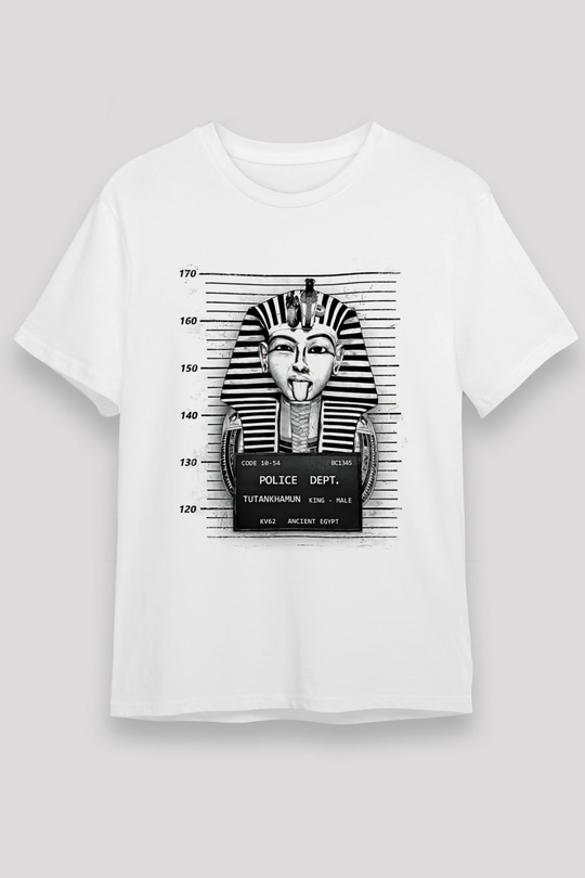 Tutankhamun Unisex Baskılı Beyaz Tişört - Tshirt