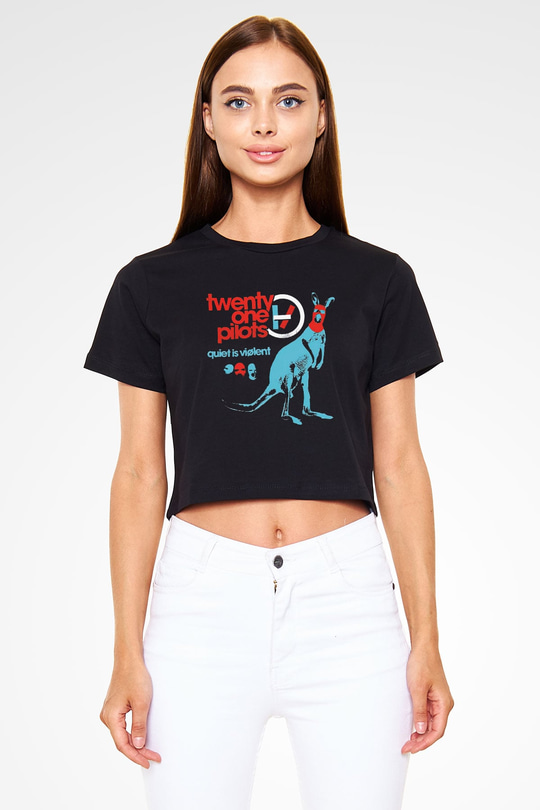 Twenty One Pilots Siyah Crop Top Tişört