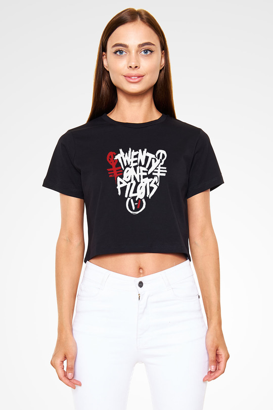Twenty One Pilots Siyah Crop Top Tişört