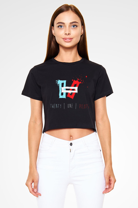 Twenty One Pilots Siyah Crop Top Tişört