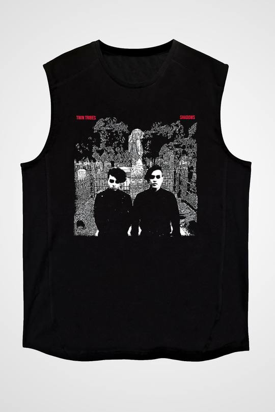 Twin Tribes Baskılı Unisex Siyah Kolsuz Tişört - Tshirt