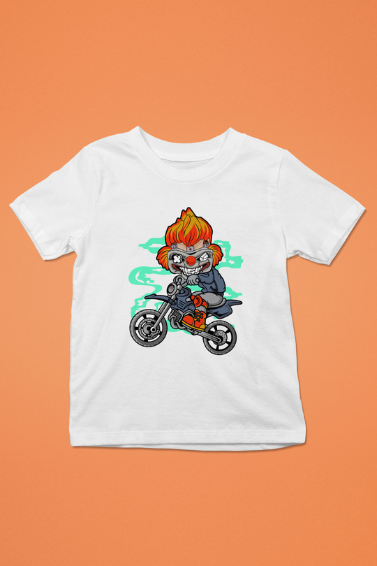 Twisted Metal Motocross Baskılı Beyaz Unisex Çocuk Tişört