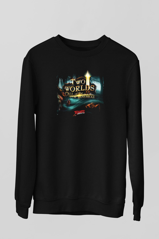 Two Worlds Siyah Unisex Sweatshirt