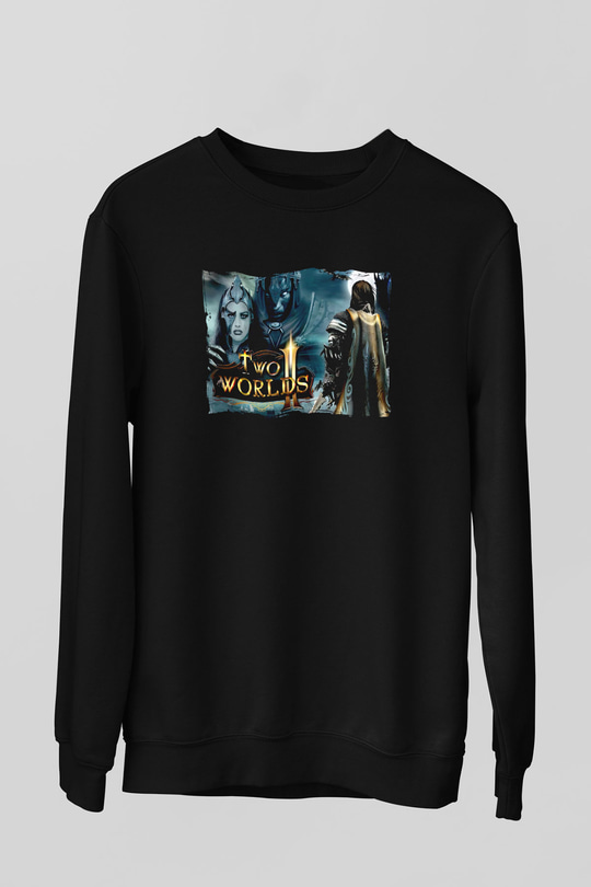 Two Worlds Siyah Unisex Sweatshirt