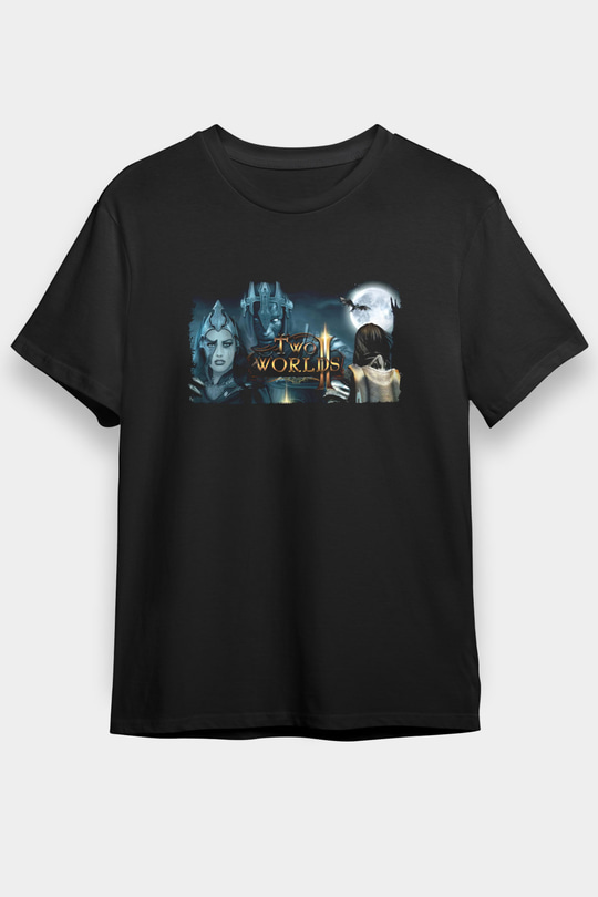 Two Worlds Siyah Unisex Tişört T-Shirt
