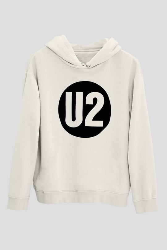 U2 Beyaz Unisex Hoodie