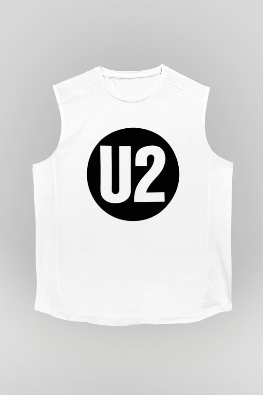 U2 Beyaz Unisex Kolsuz Tişört