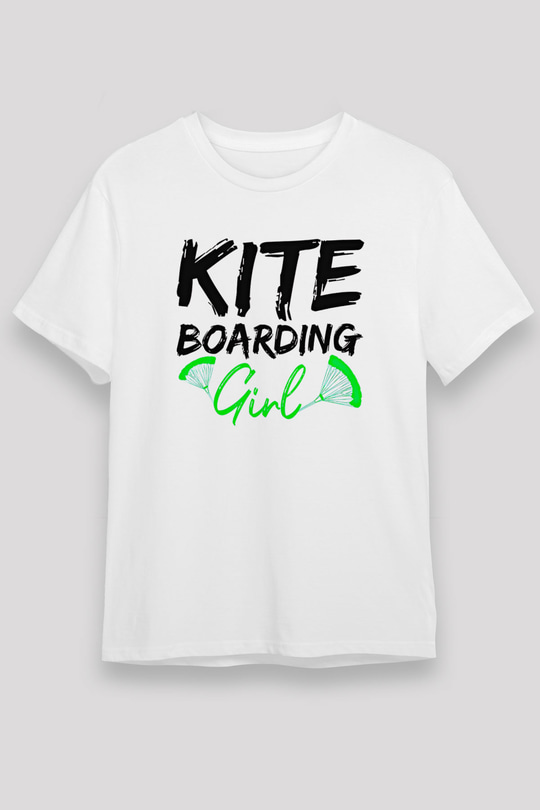 Uçurtma Kayağı Baskılı Unisex Beyaz Tişört - Tshirt
