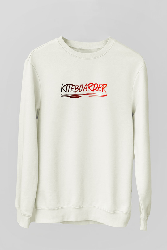 Uçurtma Kayağı Baskılı Unisex Ekru Sweatshirt