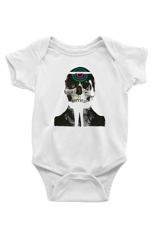 Uncle Acid Baskılı Beyaz Unisex Bebek Body - Zıbın