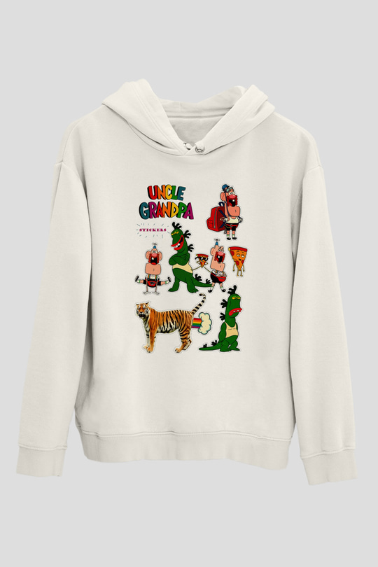 Uncle Grandpa Beyaz Unisex Hoodie