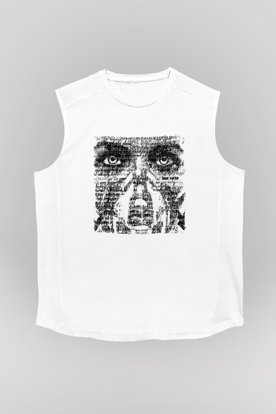 Underoath Baskılı Beyaz Unisex Kolsuz Tişört - Tshirt