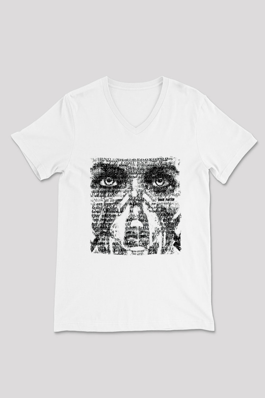Underoath Baskılı Beyaz Unisex V Yaka Tişört - Tshirt
