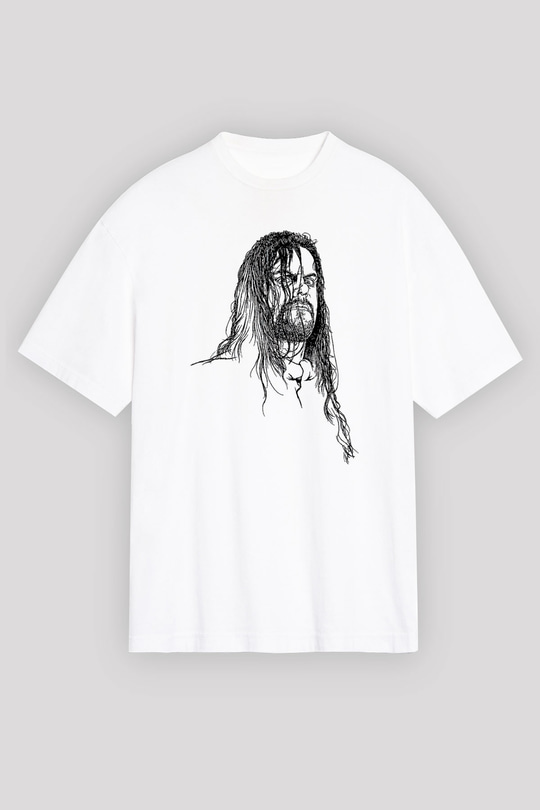 Undertaker Baskılı Beyaz Unisex Oversize Tişört - Tshirt