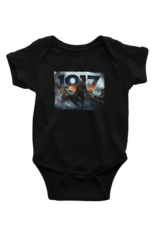 Unisex 1917 Baskılı Siyah Bebek Body - Zıbın