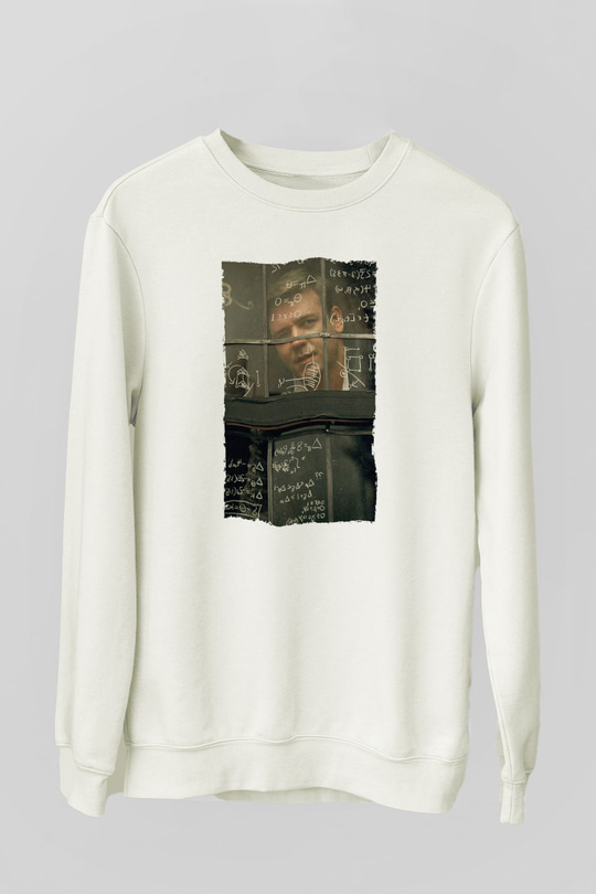 Unisex Akıl Oyunları - A Beautiful Mind Baskılı Beyaz Sweatshirt