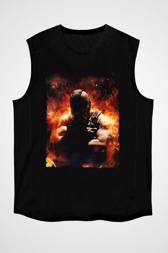 Unisex Bane Baskılı Siyah Kolsuz T-shirt