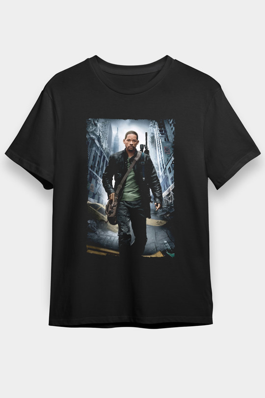 Unisex Ben Efsaneyim (I Am Legend) Baskılı Siyah T-shirt