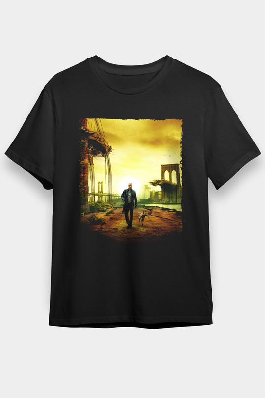 Unisex Ben Efsaneyim (I Am Legend) Baskılı Siyah Tshirt
