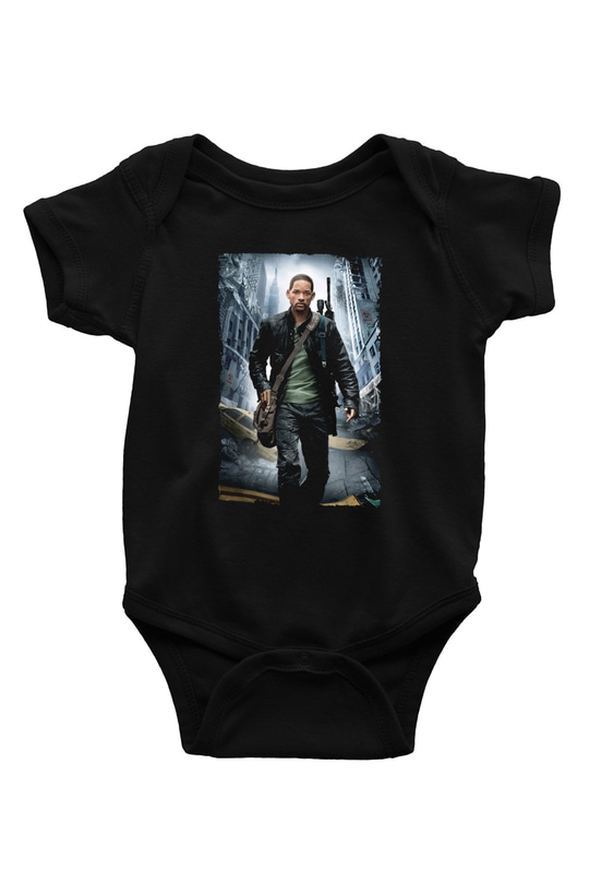 Unisex Ben Efsaneyim (I Am Legend) Baskılı Siyah Bebek Body - Zıbın