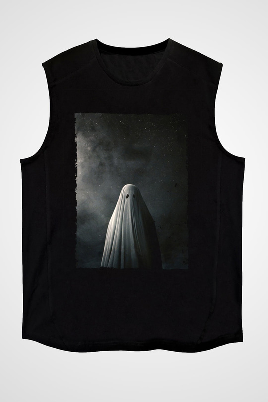 Unisex Bir Hayalet Hikâyesi (A Ghost Story) Baskılı Siyah Kolsuz Tişört