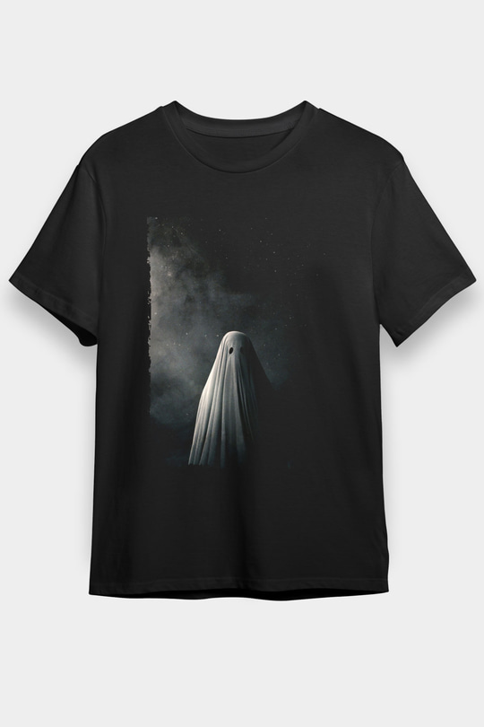 Unisex Bir Hayalet Hikâyesi (A Ghost Story) Baskılı Siyah Tişört