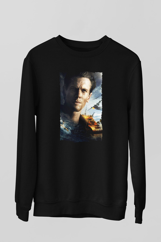 Unisex Boyun Eğmez (Unbroken) Baskılı Siyah Sweatshirt