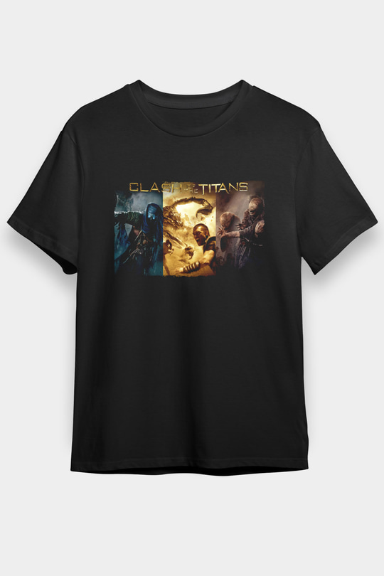 Unisex Clash of the Titans Baskılı Siyah Tshirt