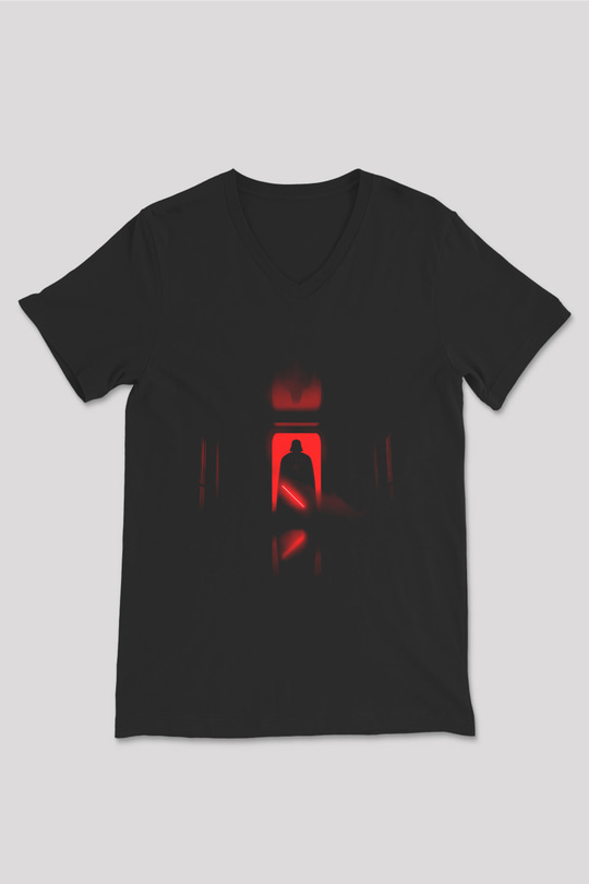 Unisex Darth Vader (Anakin Skywalker) Baskılı Siyah V Yaka T-shirt