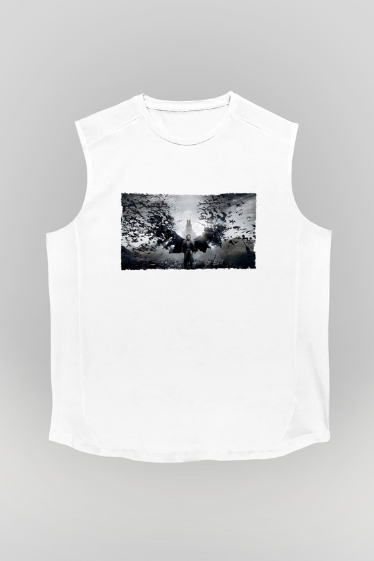 Unisex Dracula Untold Baskılı Beyaz Kolsuz Tshirt